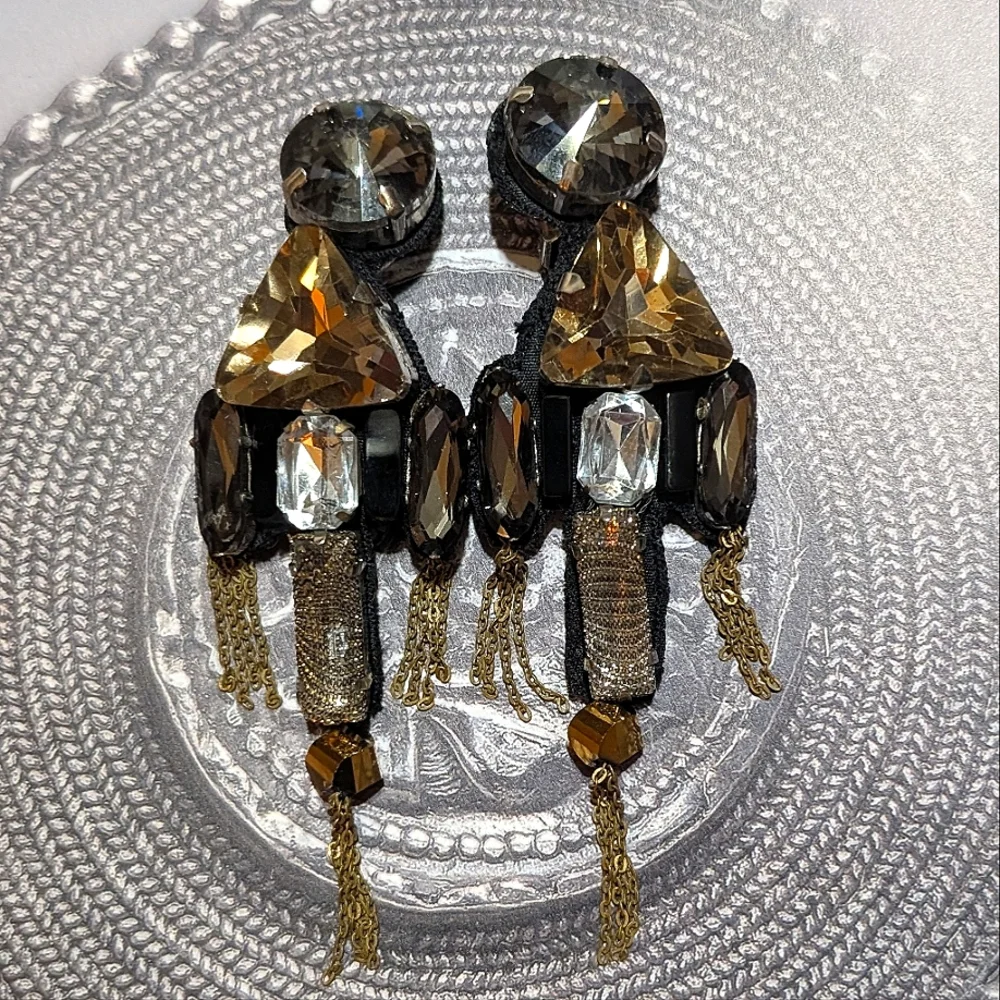 RARE VTG Oscar de La Renta Shoulder Brusher Earrings